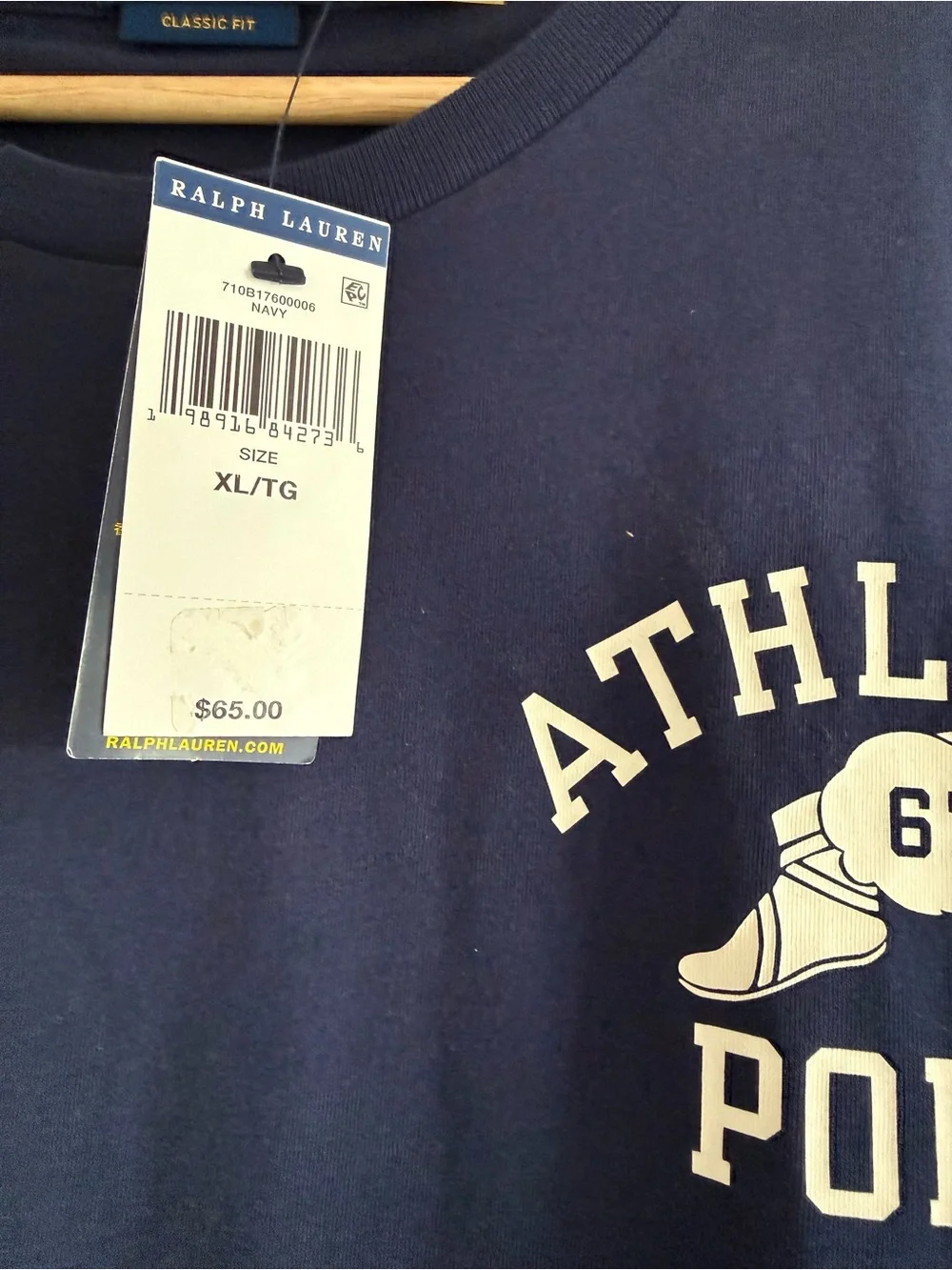 Polo Ralph Lauren Men’s Size XL T-Shirt Navy Blue Athl Div 67 Winged Foot NWT